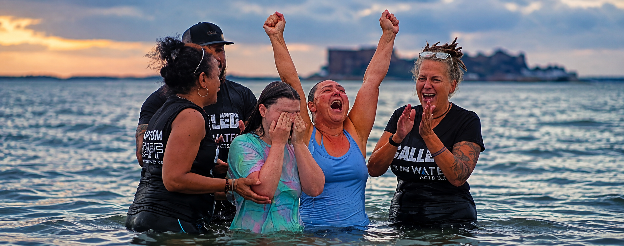 Celebration at the Revere Beach public baptism
